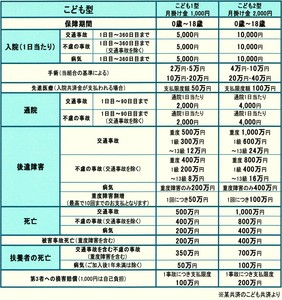 こども共済の保障内容
